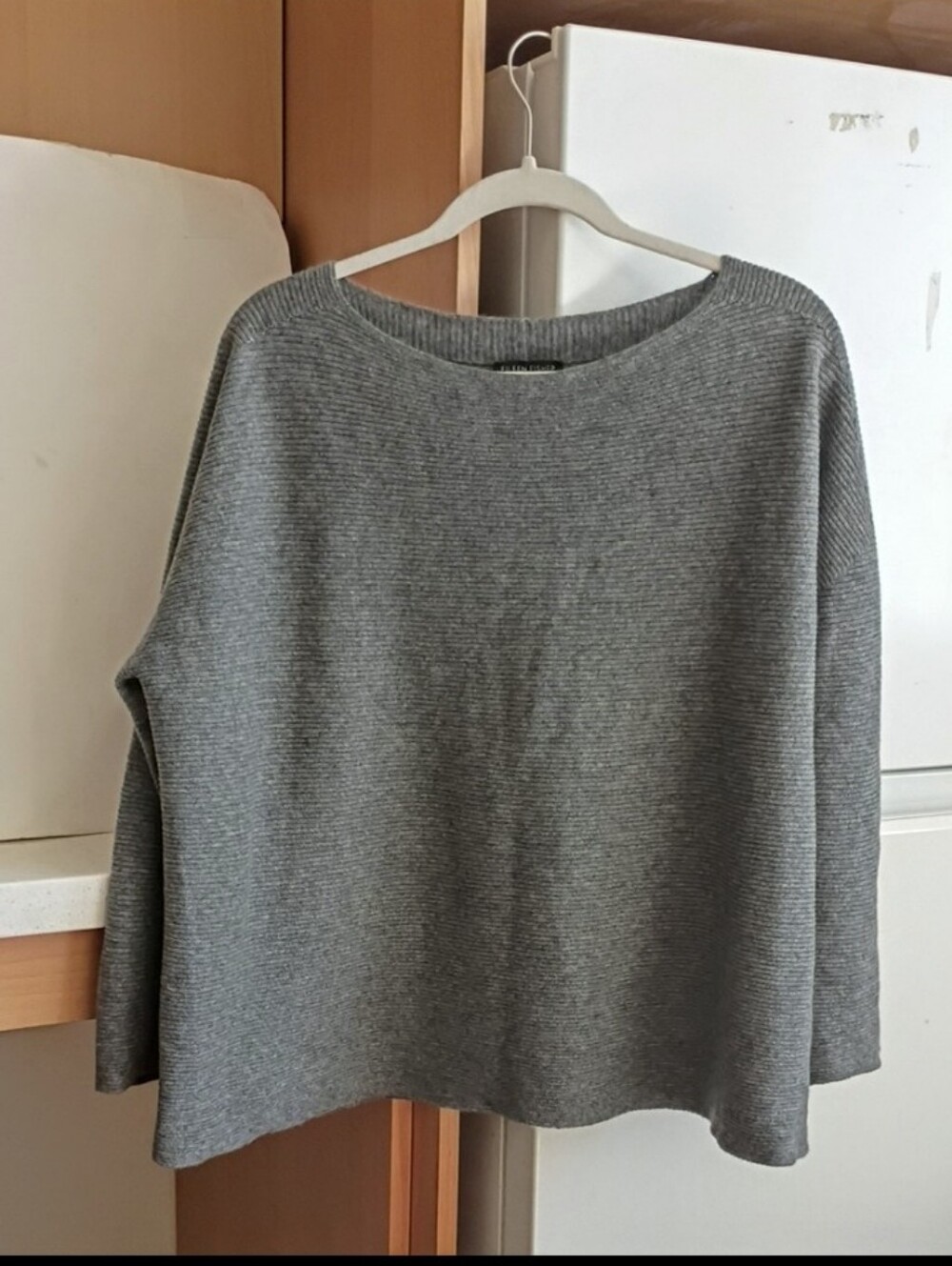 Cashmere 100% By Eileen Fisher Boat Neck Rib Knit Sweater sz L